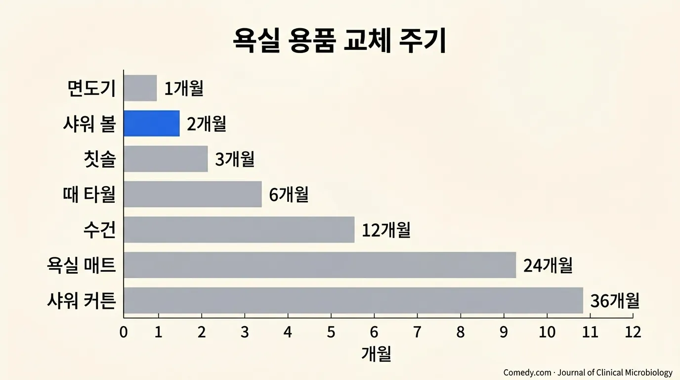 욕실 용품 7종 교체 주기 비교 차트