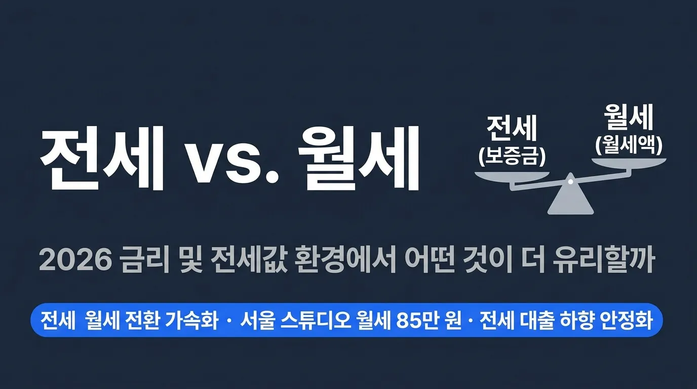 전세 vs 월세 — 2026 금리·전셋값 환경에서 무엇이 유리한가