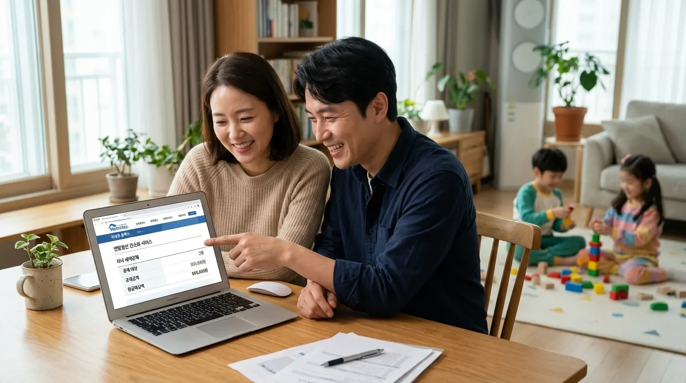 다자녀 부부가 연말정산 자녀세액공제를 확인하는 모습