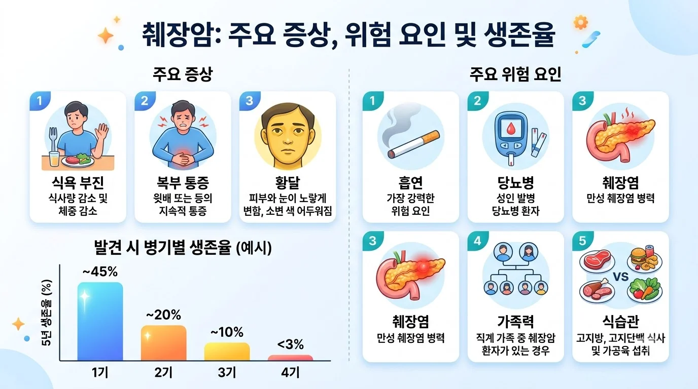 췌장암 증상과 위험요인 인포그래픽