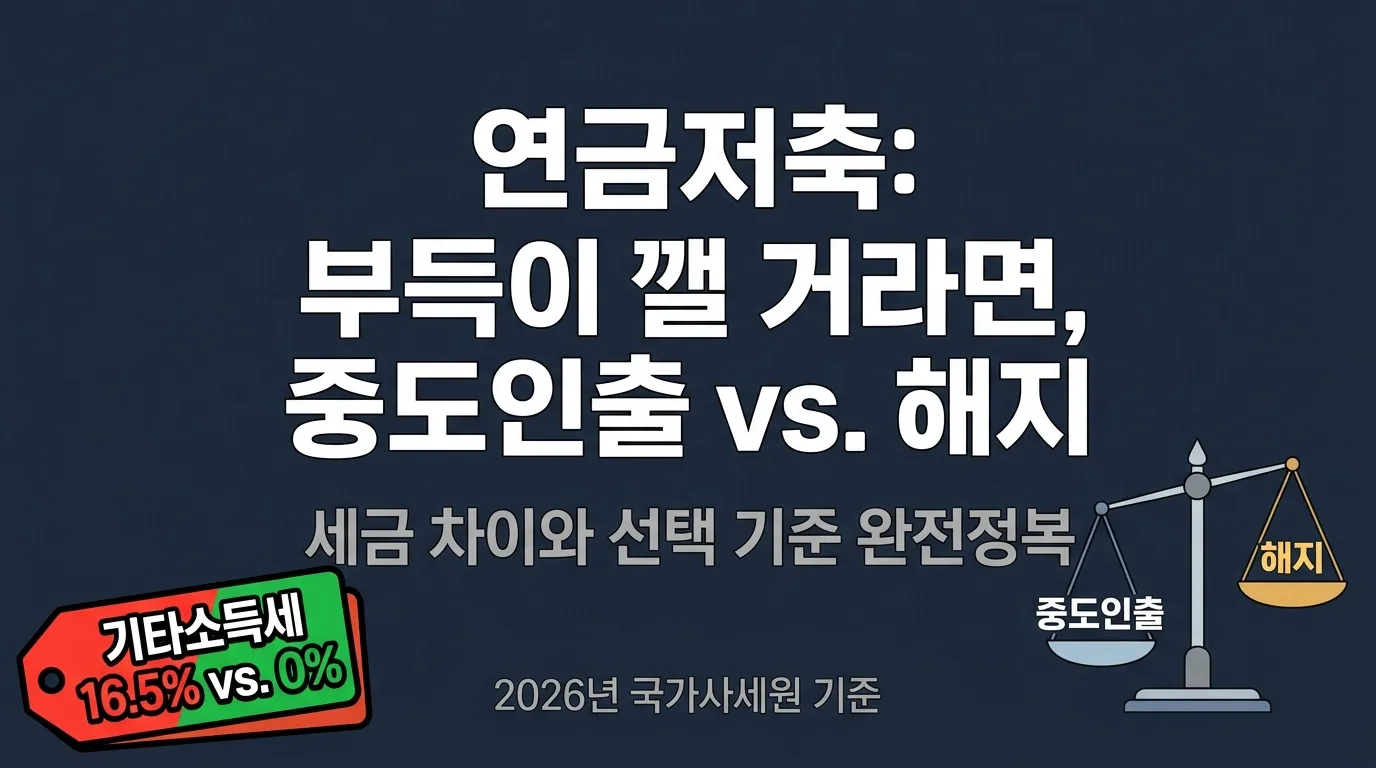 연금저축 중도인출 vs 해지 — 세금 차이와 선택 기준