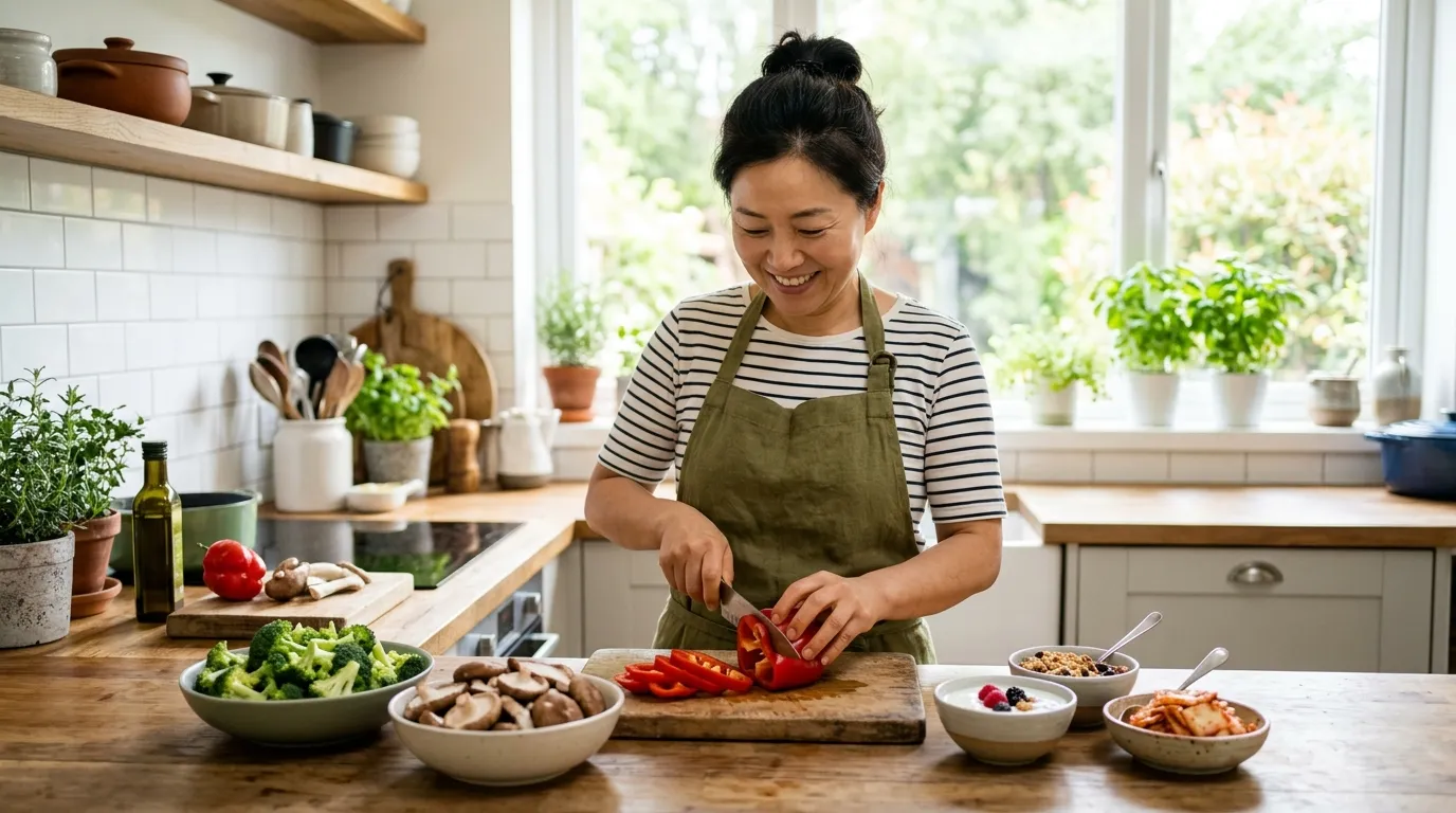제철 식재료로 면역 식단을 준비하는 모습