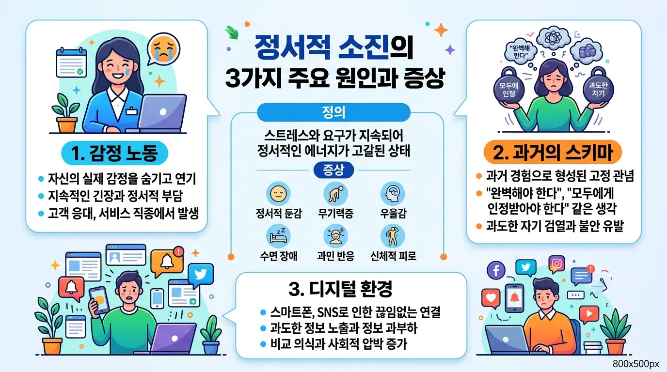 감정적 탈진 원인 인포그래픽