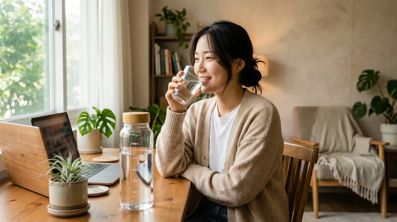 물 마시는 습관을 실천하는 한국인 여성